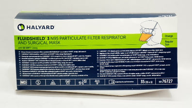 Halyard 76727 Fluidshield 3 N95 Particulate Filter Respirator & Mask - Box of 35